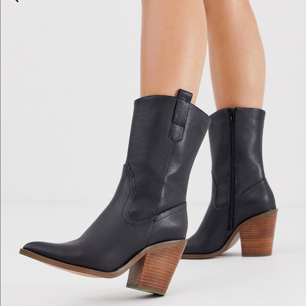 Western Faux Leather Boots